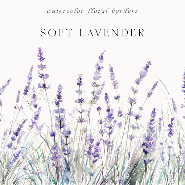 Watercolor Lavender Clipart - Lavender Border - Watercolor Floral Clipart - Wildflowers floral clipart PNG - Soft Purple flowers clipart png