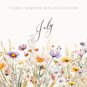 Aquarelle Floral Clipart - Wildflowers floral clipart - Floral border set - Wedding clipart - Summer fall flowers - Digital clipart PNG
