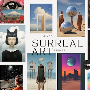 100 Surreal Prints - Digital Download Prints - Psychedelic Backgrounds - Retro Surreal Poster - Wall Art Gallery Set - Printable Surreal Art