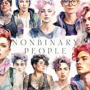 Aquarell Nonbinary People - LGBTQ Clipart - Queer People Clipart png - Genderqueer - Gay Clipart - Pride Clipart png - Digital Clipart PNG