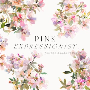 Abstrakte Blumen Clipart png - Pinke Blumen - Expressionistische Blumen png - Aquarell Blumen Clipart kommerzielle Nutzung - Sakura Blumen Clipart
