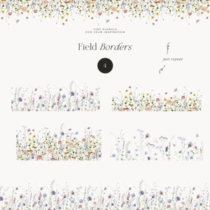 Field Flowers clipart png Wildflowers watercolor clipart png Tiny flowers Dainty delicate floral frame wreath Digital clipart PNG image 4