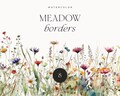 Watercolor Floral Clipart - Wildflowers floral clipart - Floral border set - Meadow Flowers png spring summer flowers - Digital clipart PNG