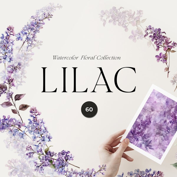 Watercolor Lilac clipart - Purple Lilac spring flowers - Watercolor floral clipart - Watercolor flowers png - Lilac for wedding invite png