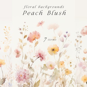 Aquarell Blumen Clipart - Wildblumen Blumen Grenze - Blumen Hintergrund laden Hochzeit Pastell Blumen Clipart - Pfirsich erröten Blumen Grenze