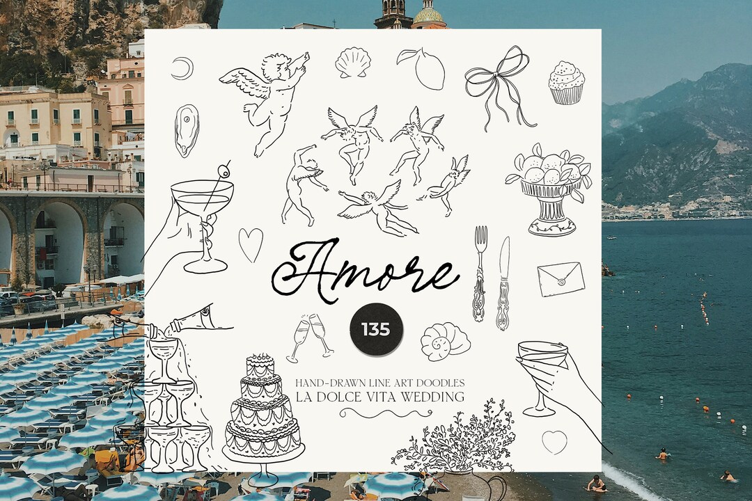 La Dolce Vita Wedding Clipart PNG SVG Eps Ai La Dolce Vita Hand-drawn ...