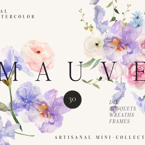 MAUVE Aquarell Blumen Clipart png - Aquarell Blumen Clipart png - zart lila Frühling Sommer Blumen Kranz einladen - Digitale PNG Clipart