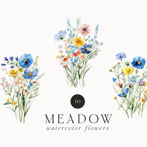 Aquarell Wildblumen Clipart - Sommer Blumen Clipart png - Sommerwiese Wildblumen - Hochzeit Blumensträuße - Kommerzielle Clipart PNG
