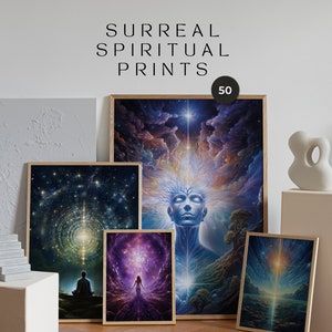 50 Spiritual Art Prints - Surreal Posters - Printable Spiritual Wall Art - New Age Spirituality Backgrounds - Digital Print Instant Download