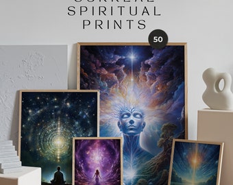 50 Spiritual Art Prints - Surreal Posters - Printable Spiritual Wall Art - New Age Spirituality Backgrounds - Digital Print Instant Download