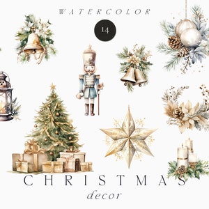 Aquarell Weihnachten Clipart - Weihnachtsdekor Clipart png - Aquarell Weihnachten PNG - Weihnachtscliparts für Karten - Weihnachtsdekor PNG