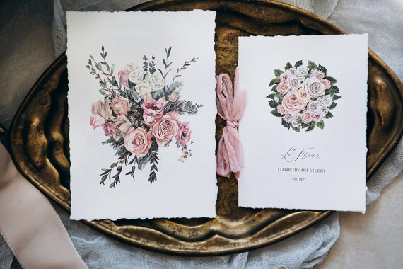 Watercolor Bridal Bouquet Illustration Rose Peony Eucalyprus | Etsy