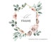 Boho Frame Watercolor Floral Wreath - Bohemian Rose Pale Nude neutral flowers leaves greenery for Wedding invite Logo Digital clipart PNG 