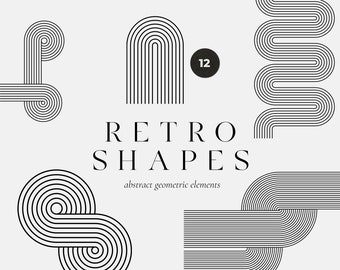 Abstract geometric shapes clipart - Retro shapes - Modern abstract art set for brand wall art print - Minimal art - Vector shapes PNG shapes