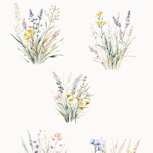 Watercolor Floral Clipart Winter Wildflowers Borders Winter Floral ...