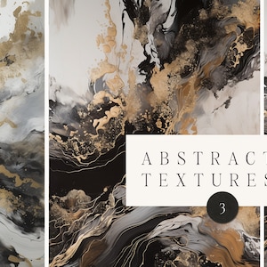 Fondo abstracto - Textura de pintura abstracta de oro negro - Juego de papel digital - Trazos de oro - Conjunto de imágenes prediseñadas de textura gris acrílico líquido
