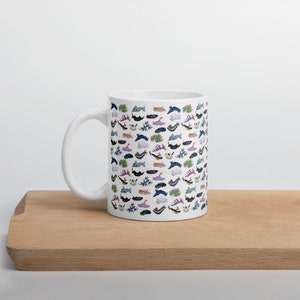 Nudibranch white glossy coffee mug, watercolor illustration, scuba diver gift, 11 oz