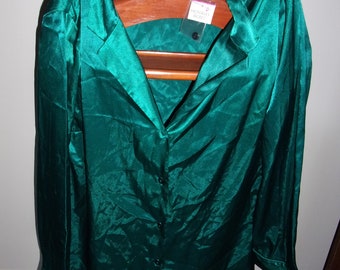 Vintage Unused Victoria's Secret Night Shirt  - Deep Green Tagged; Size Large