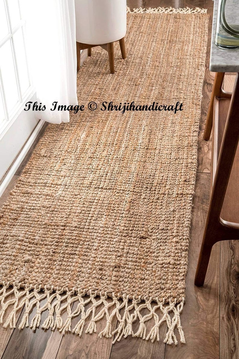 Jute Rug Reversible Braided Round Area Rag Rug Hardwood Floors Woven Fabric