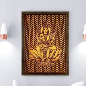 Lakshmi / Laxmi Artifact | Goddess of Wealth & Fortune | 4 Feet Large Wood Carving | Home Decor Wall Hanging Art for Abundance