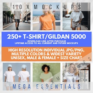 Gildan 5000 Mockup Bundle, G5000 New Shop Essentials Collection, Popular High-Quality Tee Shirt Mock-ups, New Shop Bundle