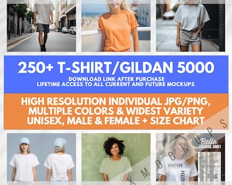 Gildan 5000 Mockup Bundle, G5000 New Shop Essentials Collection, Popular High-Quality Tee Shirt Mock-ups, New Shop Bundle