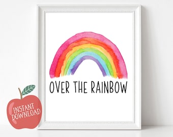 Over the rainbow printable art,nursery art,wall art,prints wall art,baby shower gift,nursery decor,kids,bedroom decor,art print,printable