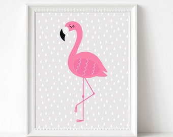 Flamingo nursery wall art,kids room decor, poster print,tropical,wall hanging,art print,home decor,girls room decor,nursery wall decor,pink