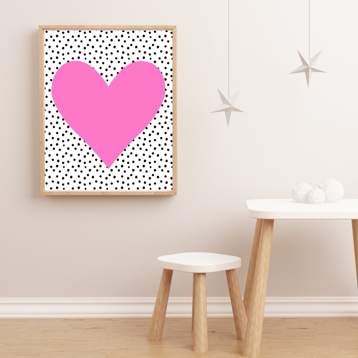 Pink Heart Wall Artnursery Printkids Room Decornursery Etsy UK
