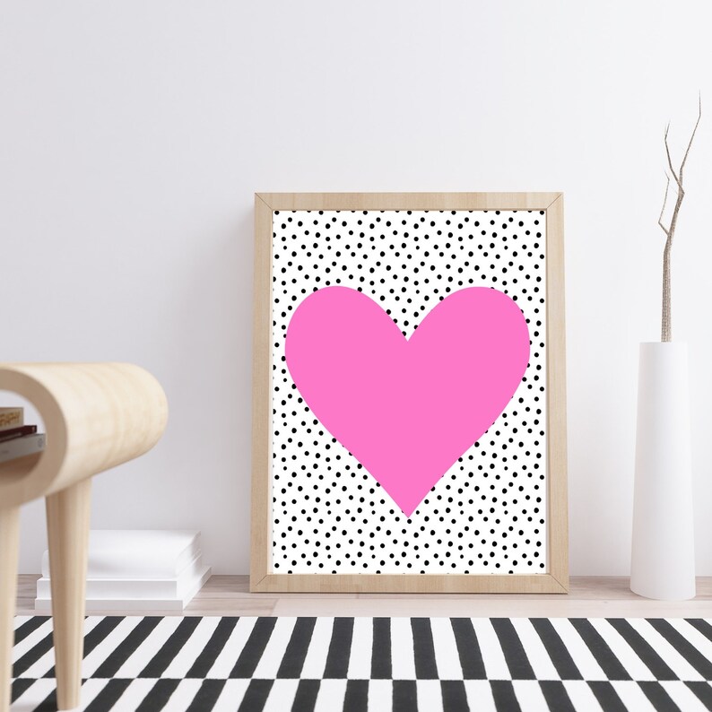 Pink Heart Wall Artnursery Printkids Room Decornursery Etsy UK