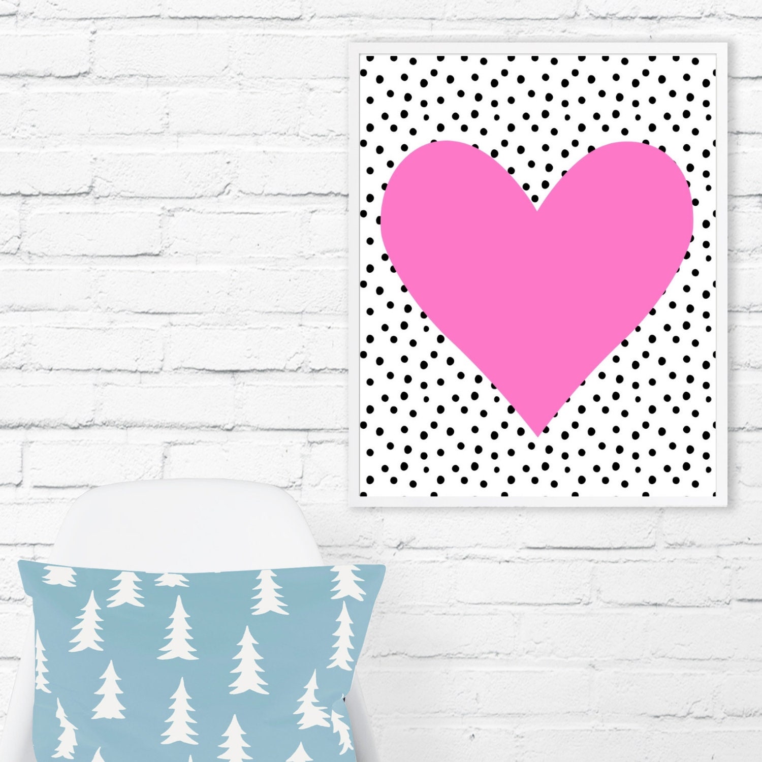 Pink Heart Wall Artnursery Printkids Room Decornursery Etsy UK