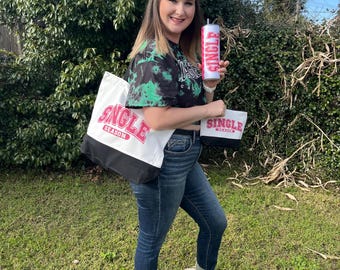 Paquete de regalo para San Valentín SINGLE SEASON: juego de vaso, bolso y neceser a juego. ¡Perfecto para regalar a tu novia, esposa o amiga en el día de San Valentín!