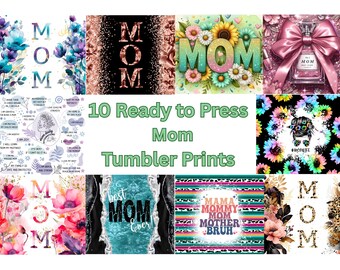 Paquete de 10 impresiones de sublimación para vasos de mamá / Envoltorios delgados para vasos de 20 oz listos para imprimir / Regalos para el Día de la Madre / Diseños florales y elegantes para mamá