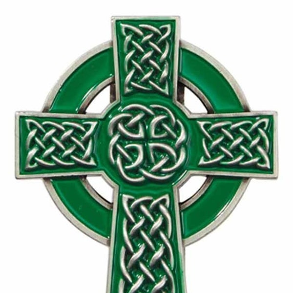 Celtic Cross Visor Clip Green Enamel