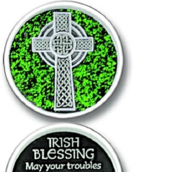 Irish Blessings Enamel Celtic Cross Pocket Token - 1 1/4"" Diameter - With Organza Bag