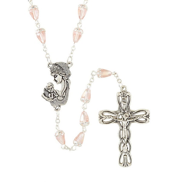 Madonna and Child Capped Teardrop Rosary With Gift Bag