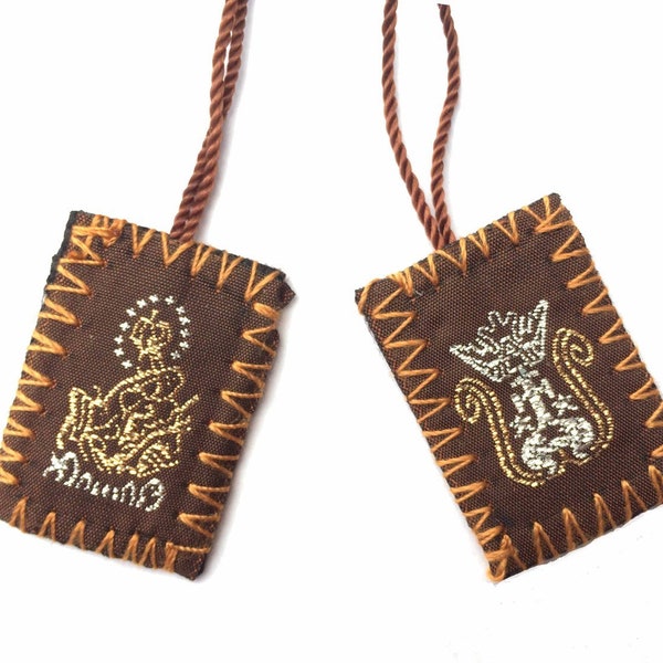 Brown Wool Scapular - 7/8" W x 1 3/8" H