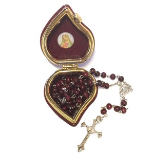 Rose Scented Rosary in Heart Shaped Case