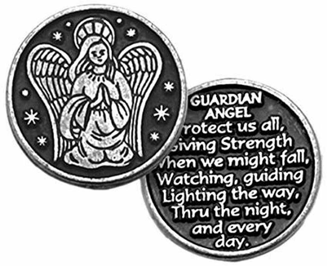 Guardian Angel Pewter Pocket Token 1 Diameter With Organza Bag Etsy