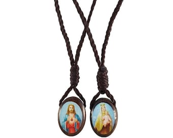 Oval Wood Scapular - 5/8" Panel - 19" Cord