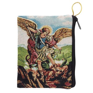 St. Michael Tapestry Rosary Case - 4 X 6 Inches