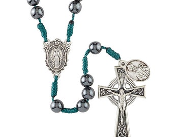 St. Patrick Hematite Rosary Corded
