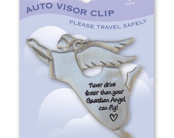 Never Drive Faster Angel Visor Clip - Carded