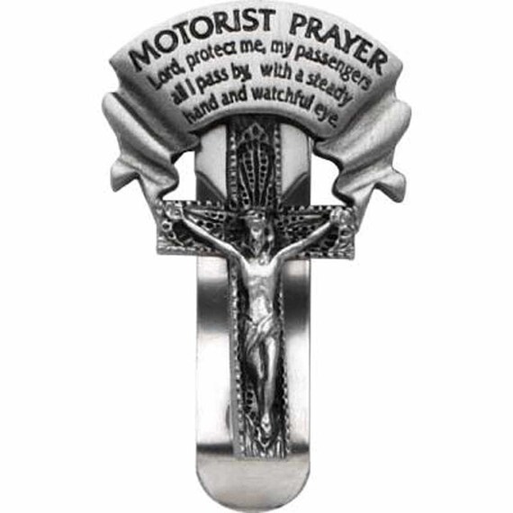 Motorist Prayer Scroll With Crucifix Visor Clip Etsy