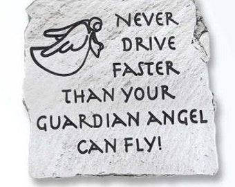 Never Drive Faster Than Your Guardian Angel  Visor Clip Slate Finish