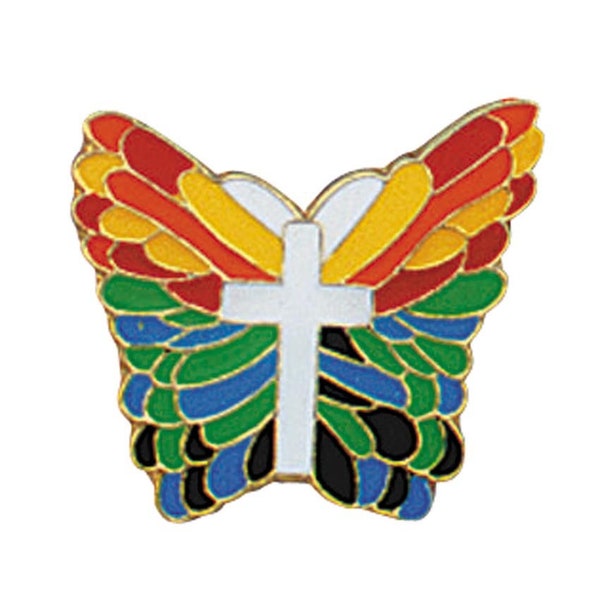 Butterfly Cross Lapel Pin - 3/4" High