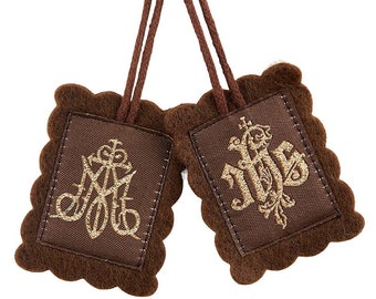 Brown Wool Scapular - 2 1/4" X 1 3/4"