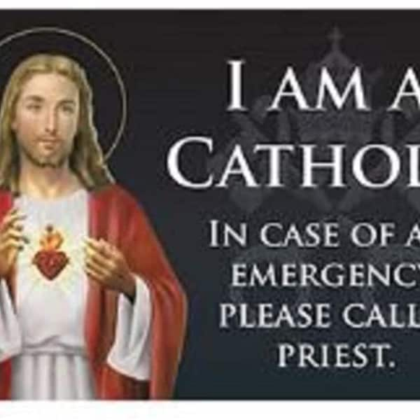 Sacred Heart Catholic ID Card -I Am A Catholic Card - 2 1/8" X 3 1/4"