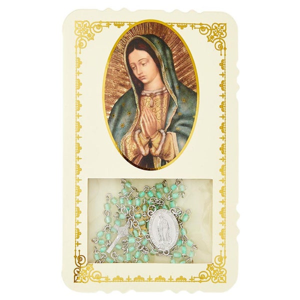 Our Lady of Guadalupe Rosary With Window Holy Card Set