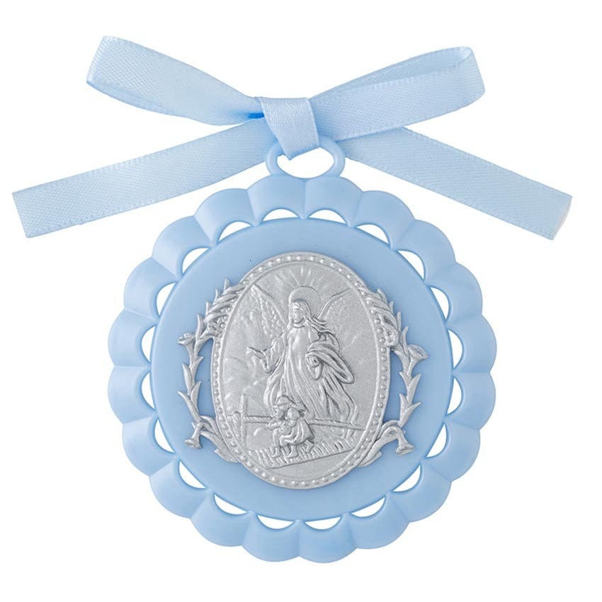 Guardian Angel Crib Medal Blue 3 1/4 Diamter Etsy